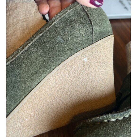Mia Suede Wedge 10 Green Slip On Platform Boho Tassel Retro Hippie Indie Y2K 80s - Picture 13 of 14